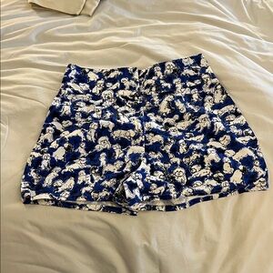 Carolina Herrera Navy and White Printed High-Waist Shorts